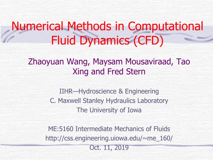 Overview of Numerical Methods in Computational Fluid Dynamics