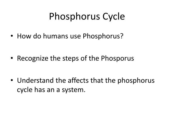 The Phosphorus Cycle and Its Impact on Ecosystems