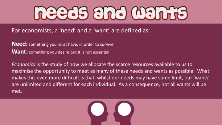 Needs and Wants in Economics
