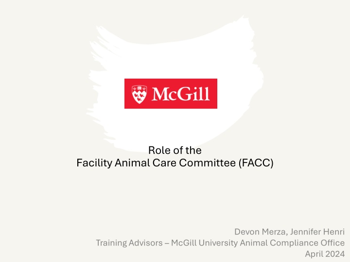 Animal Care Committee Responsibilities and Authority at McGill University