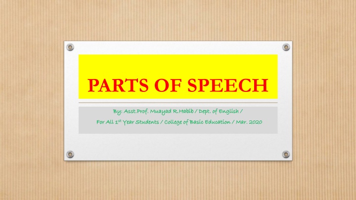 Parts of Speech in English Language