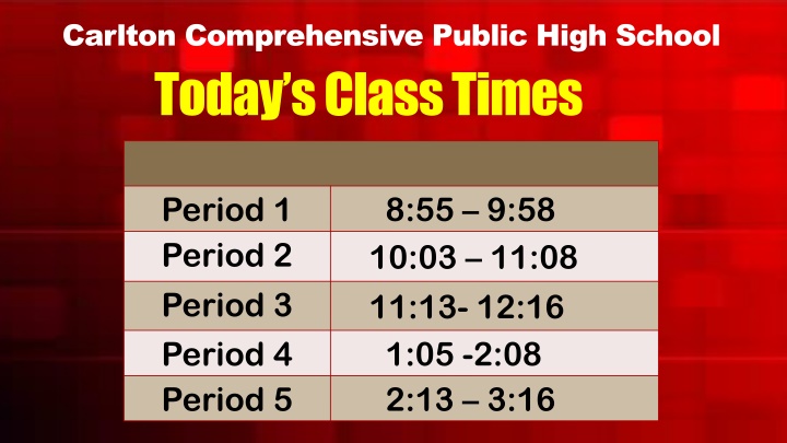 Carlton Comprehensive Public High School Announcements