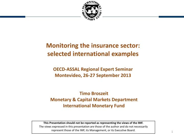 International Examples of Monitoring the Insurance Sector