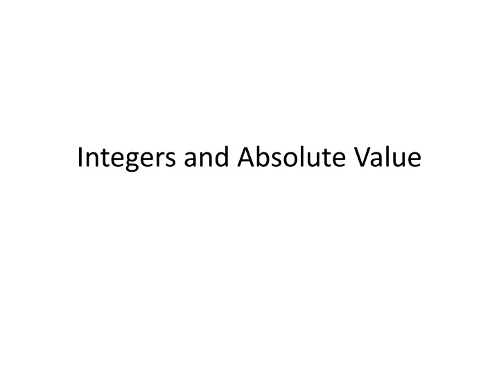 Integers and Absolute Value Concepts