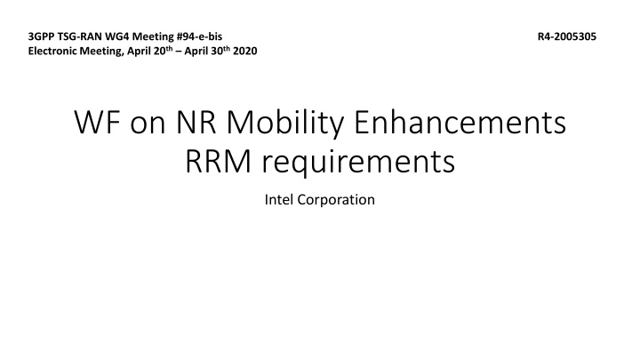 3GPP TSG-RAN-WG4 Meeting #94-e-bis Electronic Meeting Summary