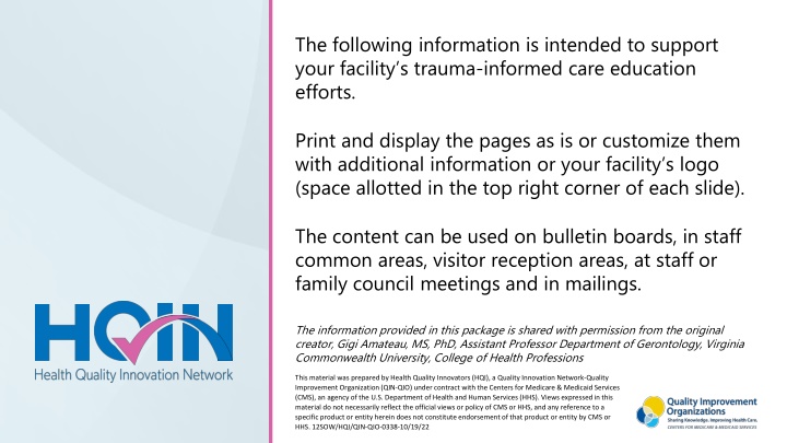 Trauma and Implementing Trauma-Informed Care