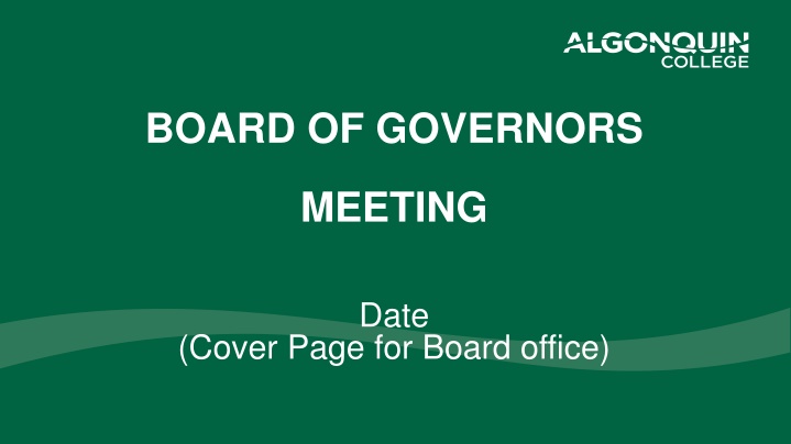 Board of Governors Meeting Presentation