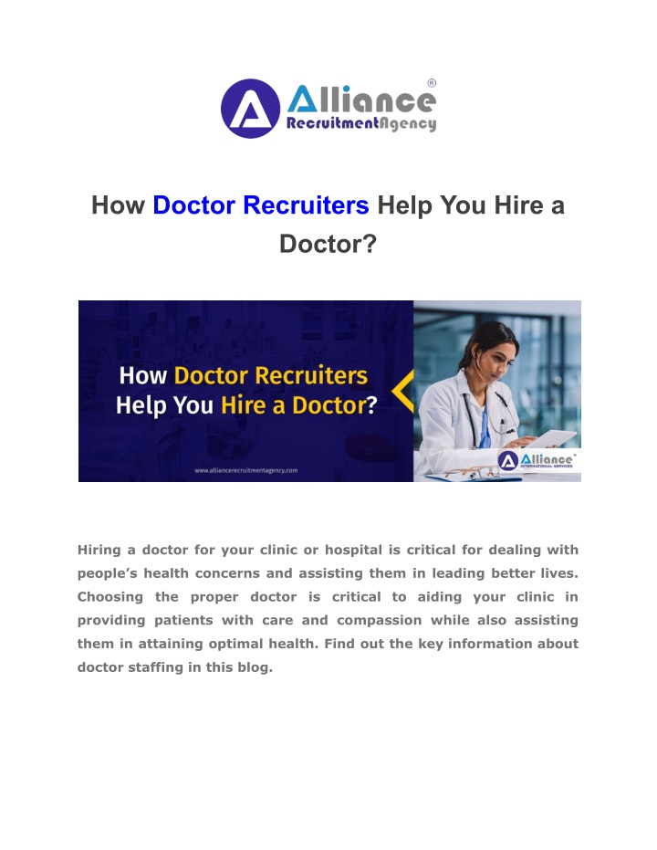 how doctor recruiters help you hire a doctor n.w