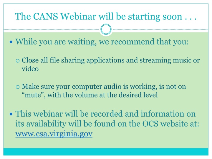 The CANS Webinar for Improved Service Planning