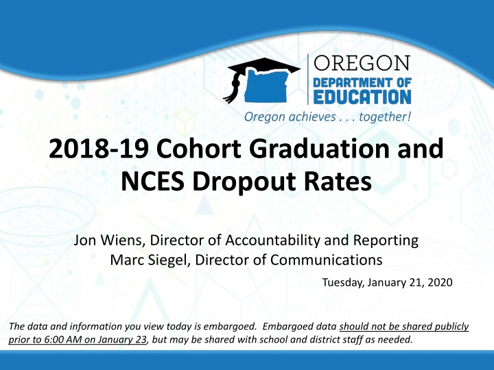 Oregon Department of Education 2018-19 Graduation Highlights