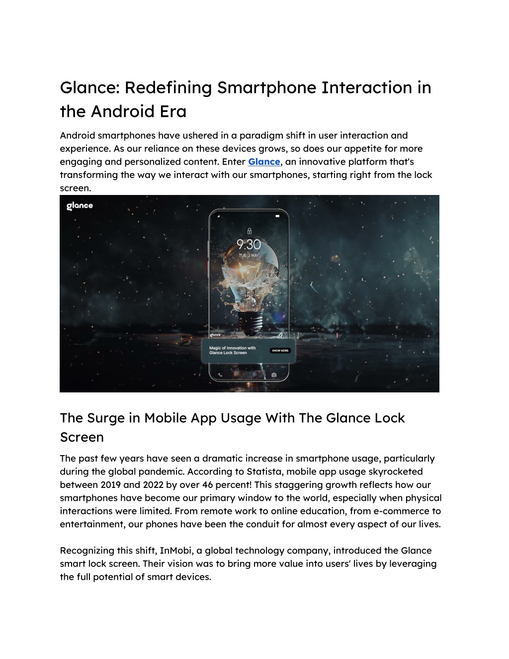 glance redefining smartphone interaction l.w