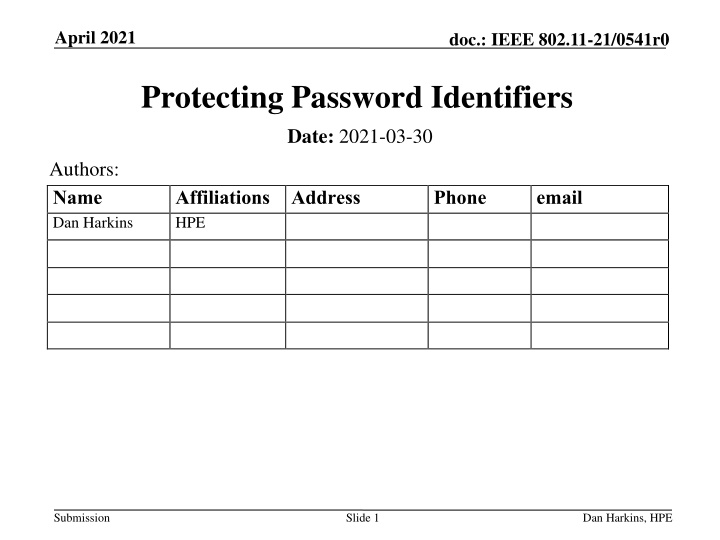 Protecting Password Identifiers in IEEE 802.11-21