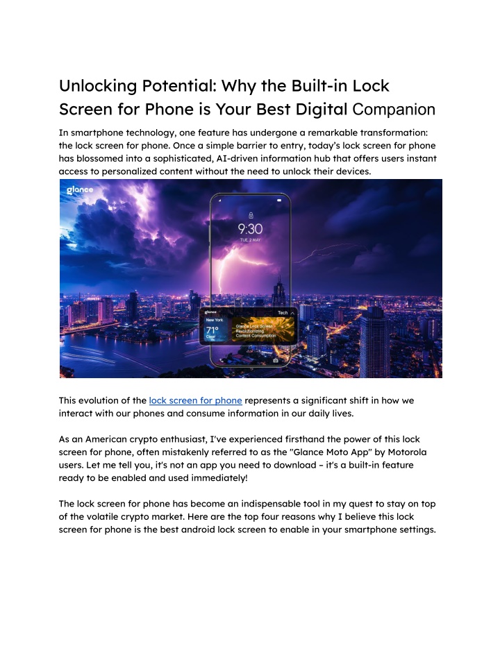 unlocking potential why the built in lock screen n.w