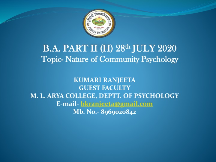 The Nature of Community Psychology
