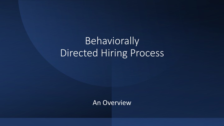 Behaviorally Directed Hiring Process Overview