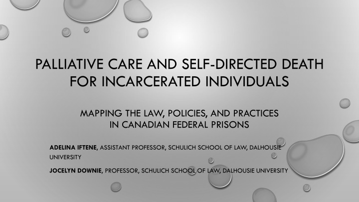 Palliative Care and Self-Directed Death in Canadian Federal Prisons