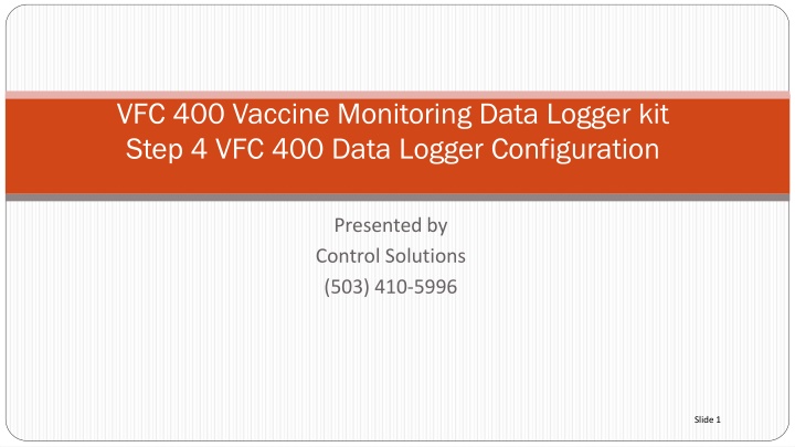 Configuring VFC-400 Data Logger for Vaccine Monitoring