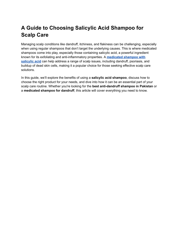 a guide to choosing salicylic acid shampoo n.w