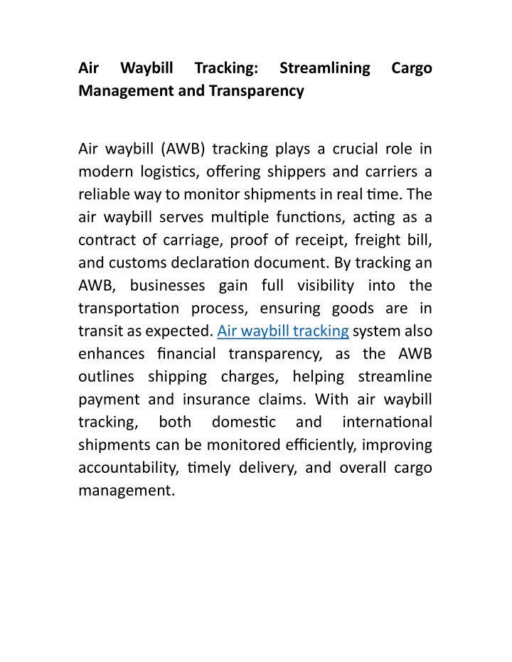 air management and transparency n.w