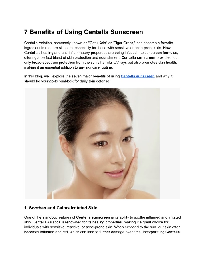 7 benefits of using centella sunscreen n.w