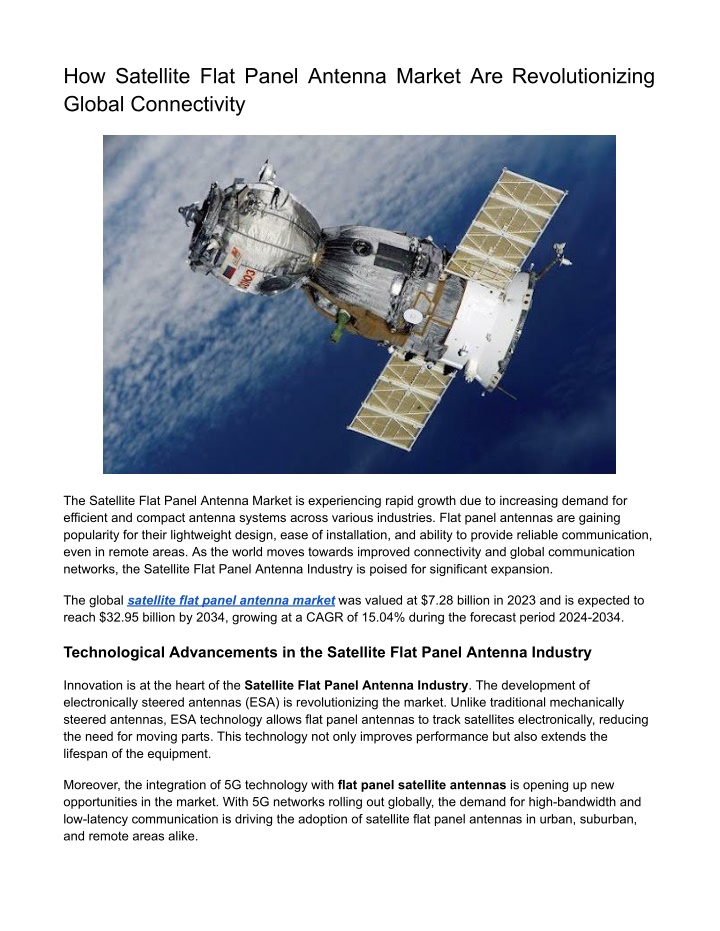 how satellite flat panel antenna market n.w