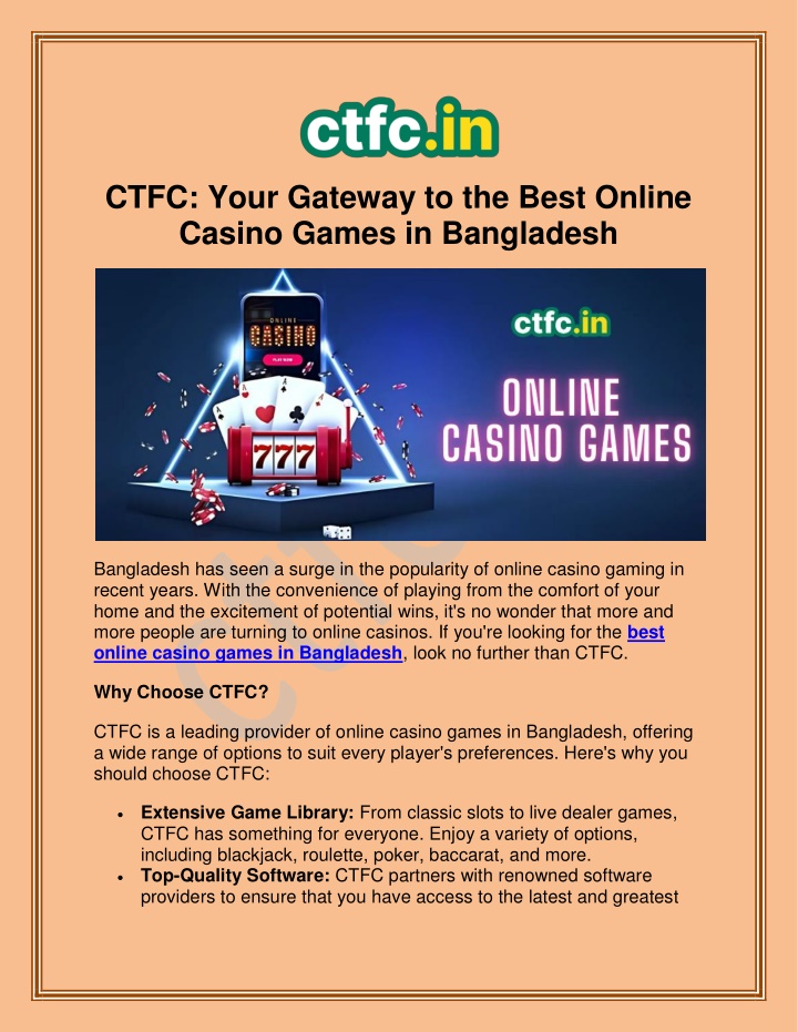 ctfc your gateway to the best online casino games n.w