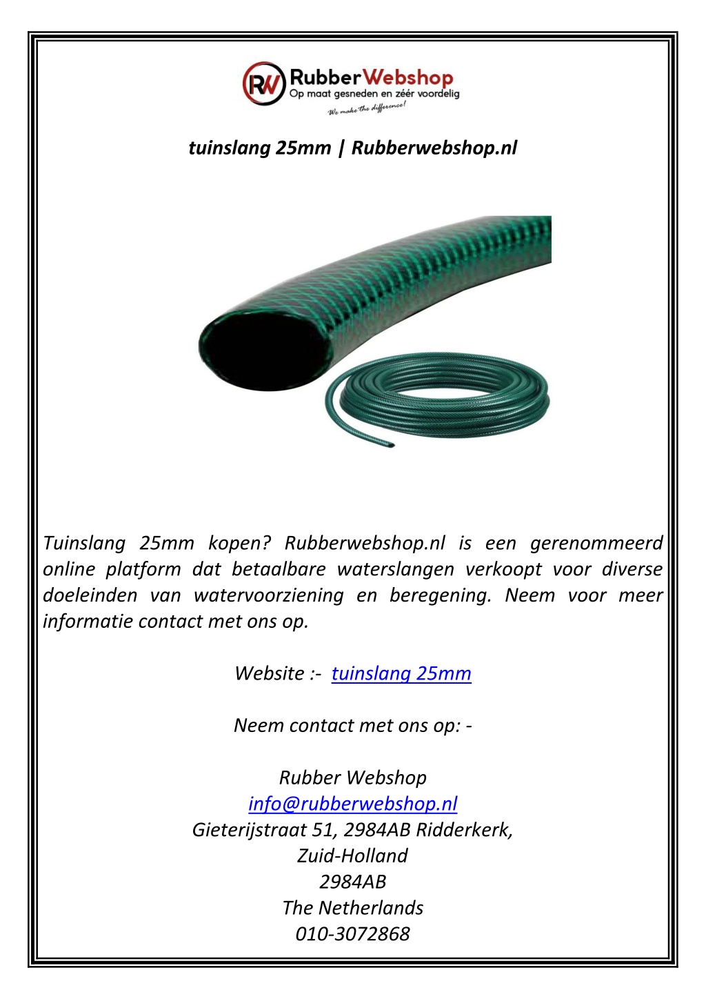 tuinslang 25mm rubberwebshop nl l.w