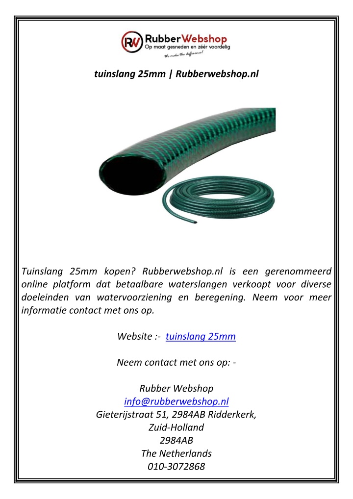 tuinslang 25mm rubberwebshop nl n.w