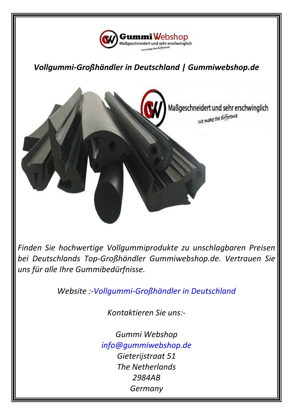 vollgummi gro h ndler in deutschland gummiwebshop l.w