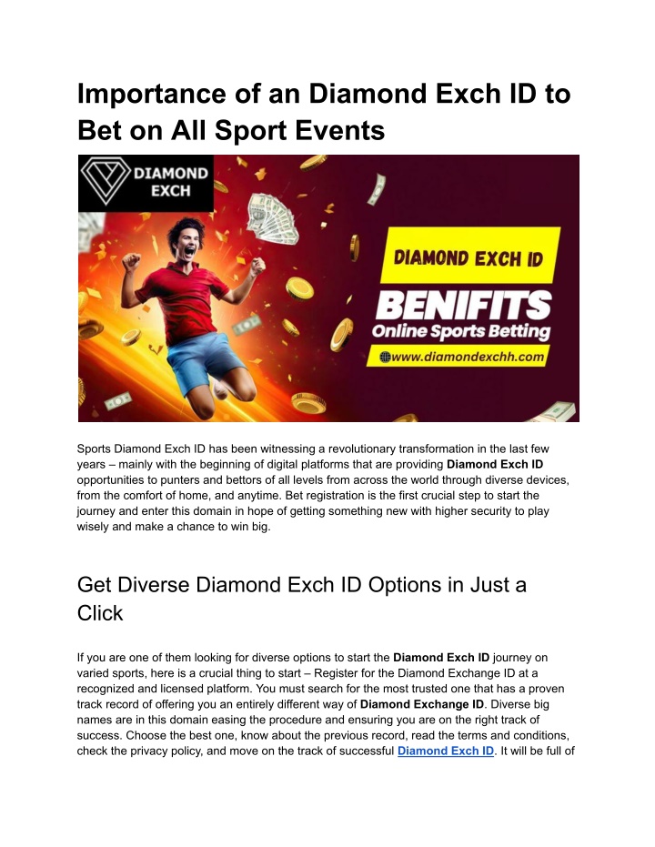 importance of an diamond exch n.w