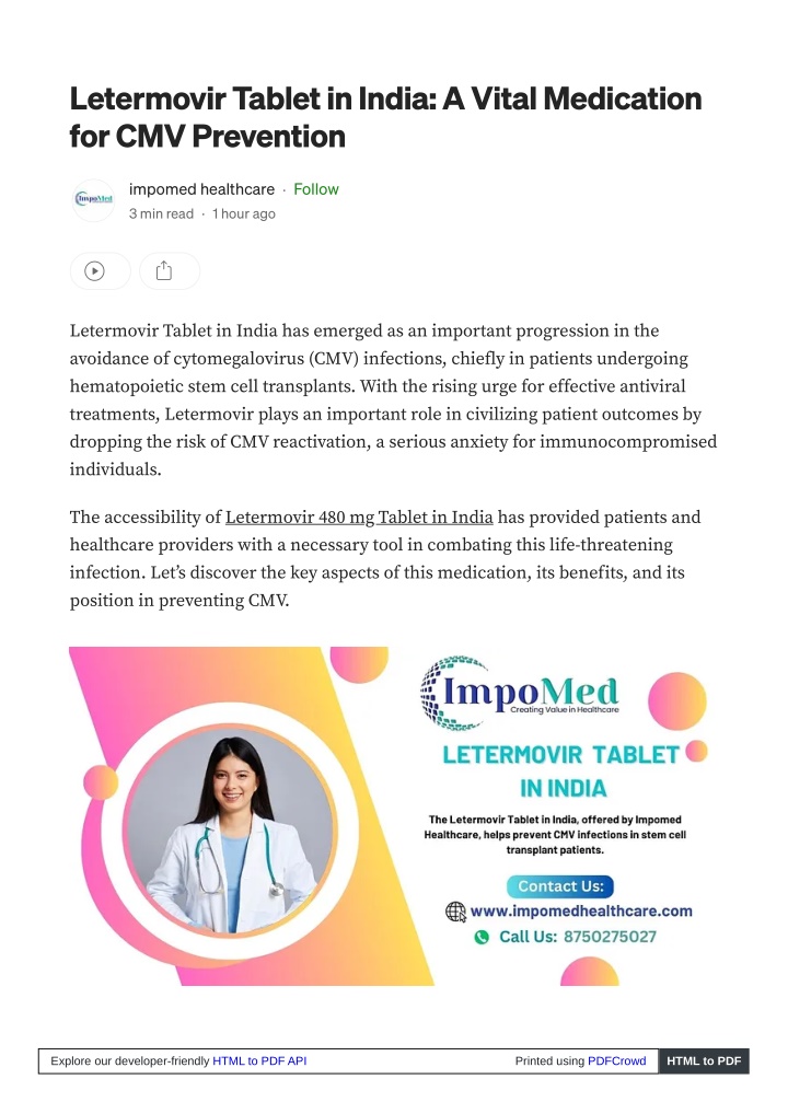 letermovir tablet in india a vital medication n.w