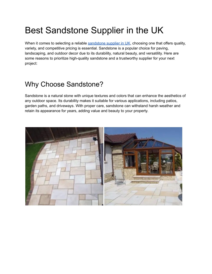 best sandstone supplier in the uk n.w