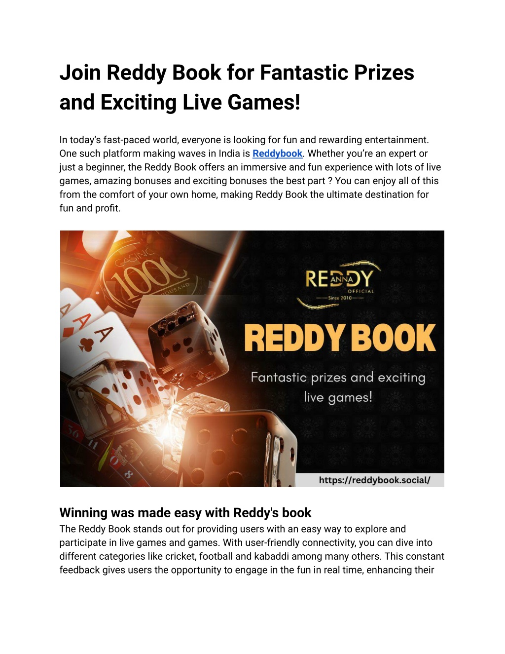 join reddy book for fantastic prizes and exciting l.w