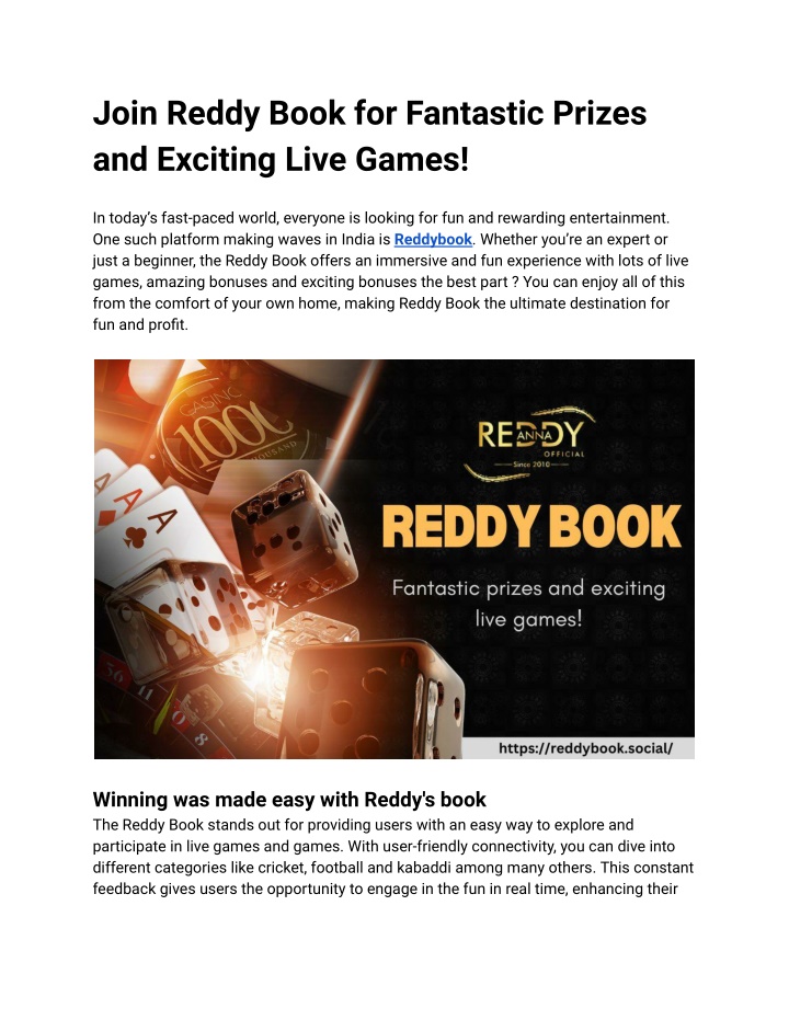 join reddy book for fantastic prizes and exciting n.w