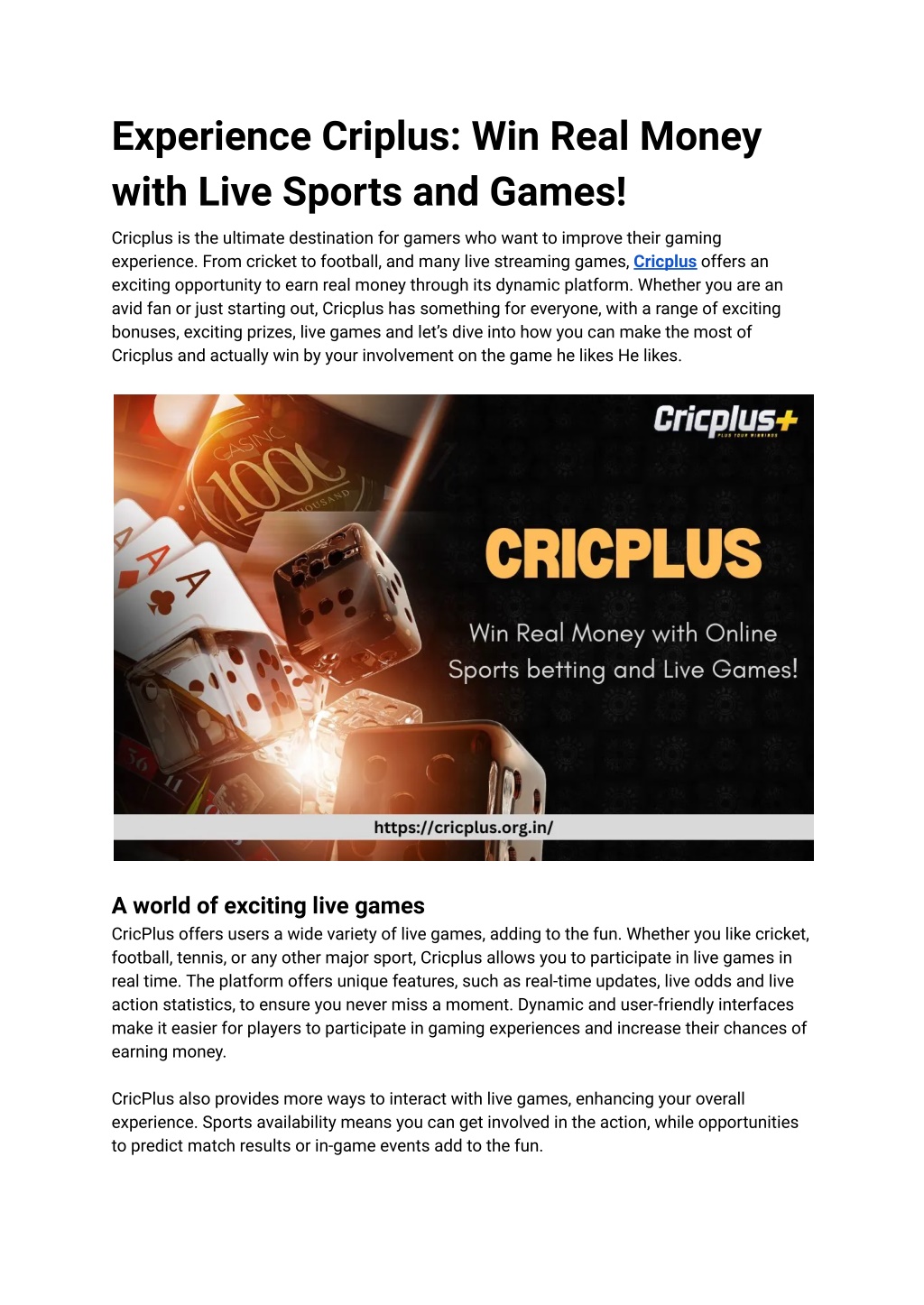 experience criplus win real money with live l.w