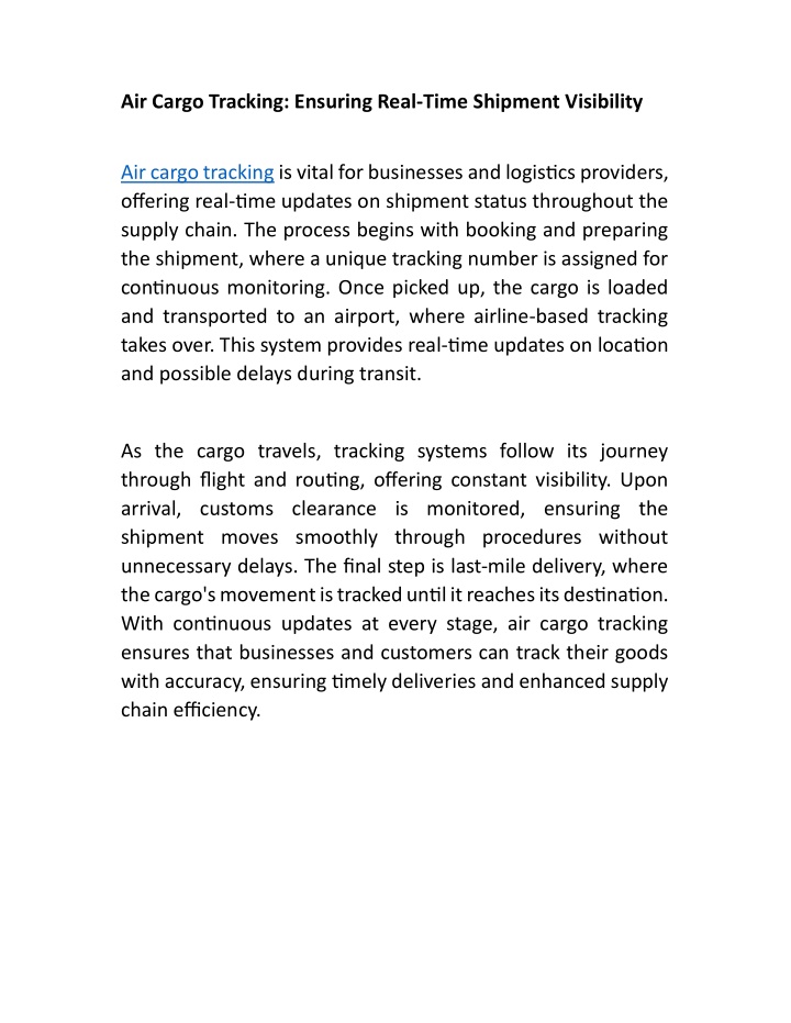 air cargo tracking ensuring real time shipment n.w