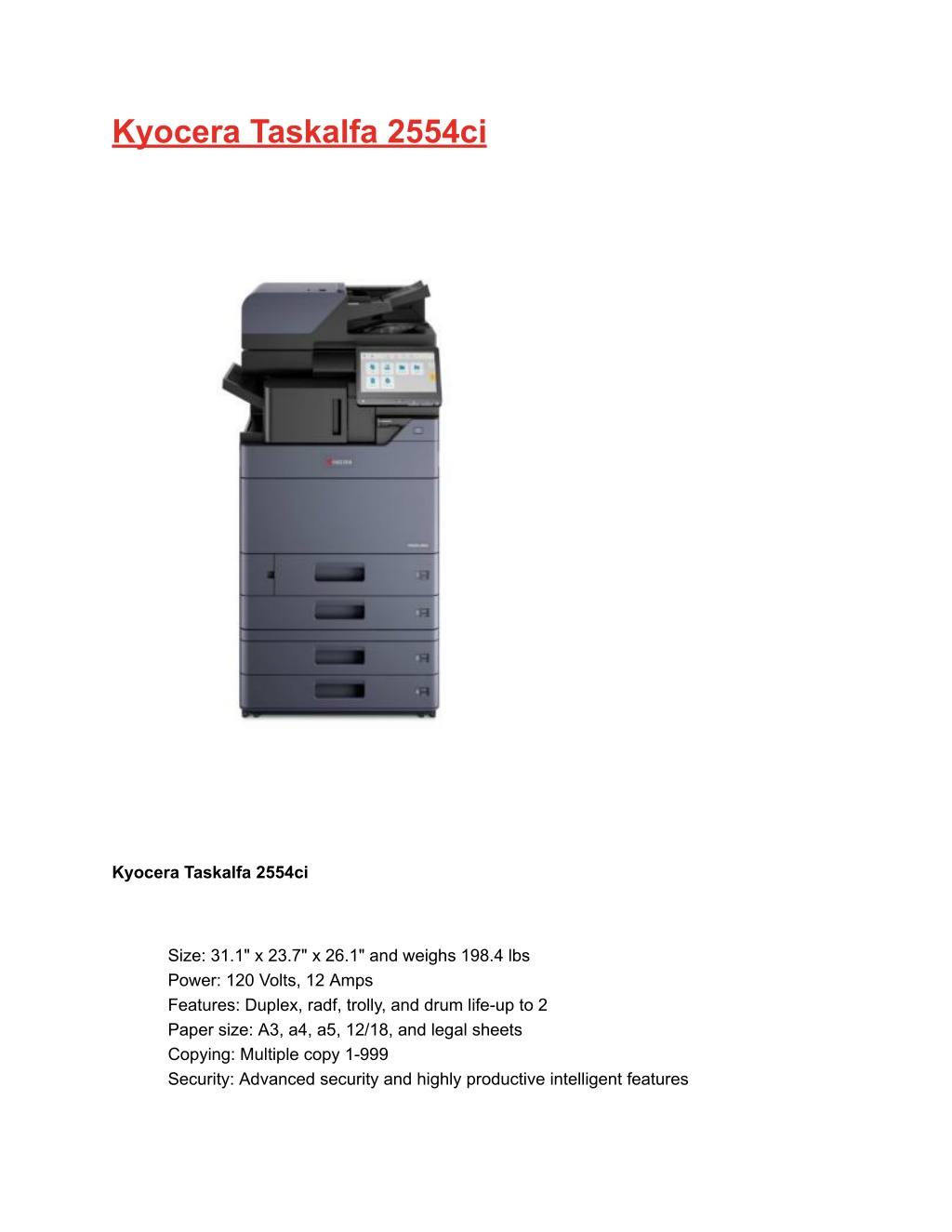 kyocera taskalfa 2554ci l.w