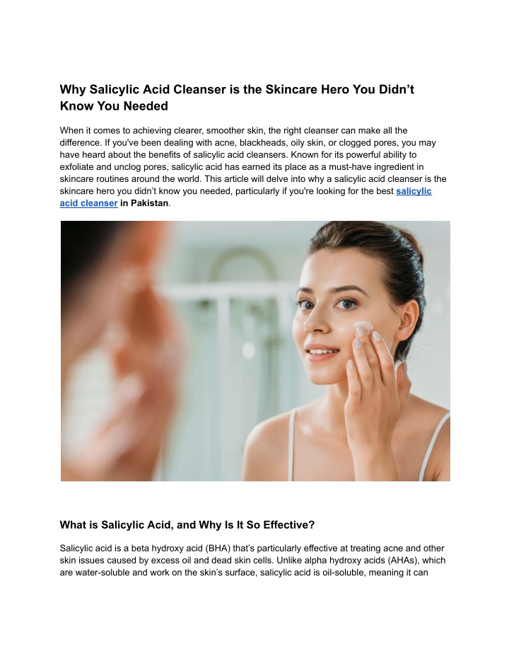 why salicylic acid cleanser is the skincare hero n.w