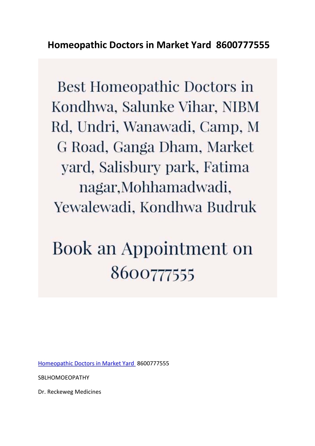 homeopathic doctors in market yard 8600777555 l.w