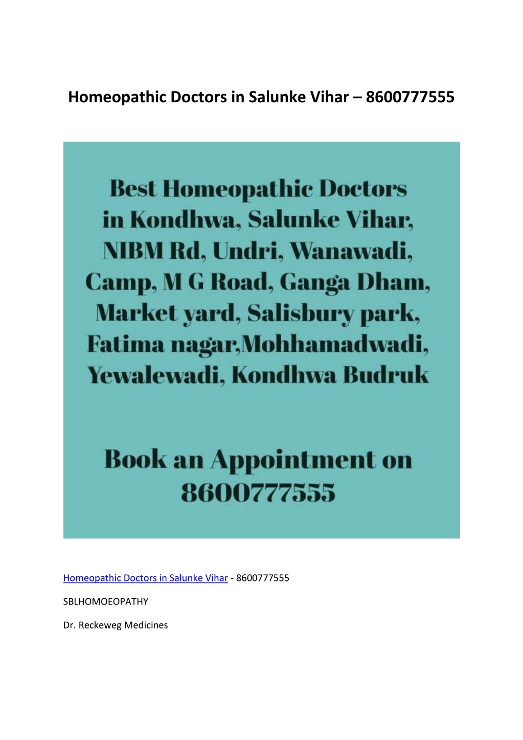 homeopathic doctors in salunke vihar 8600777555 l.w