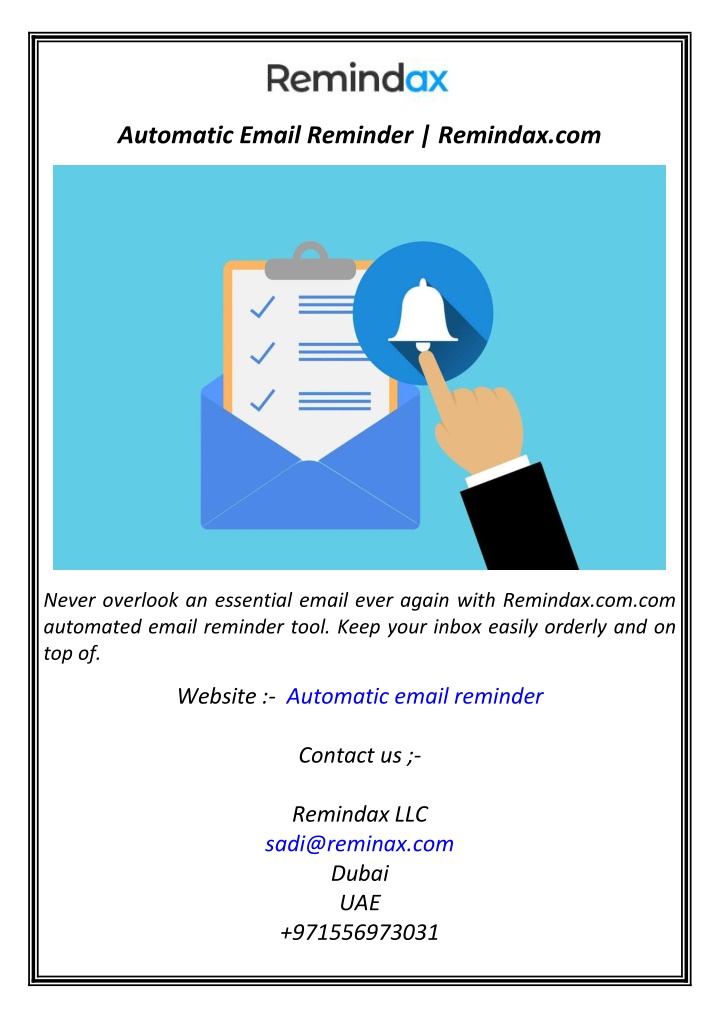 automatic email reminder remindax com n.w