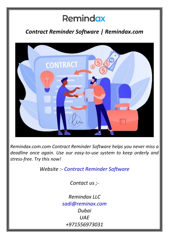 contract reminder software remindax com n.w