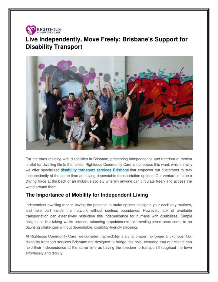 live independently move freely brisbane s support n.w