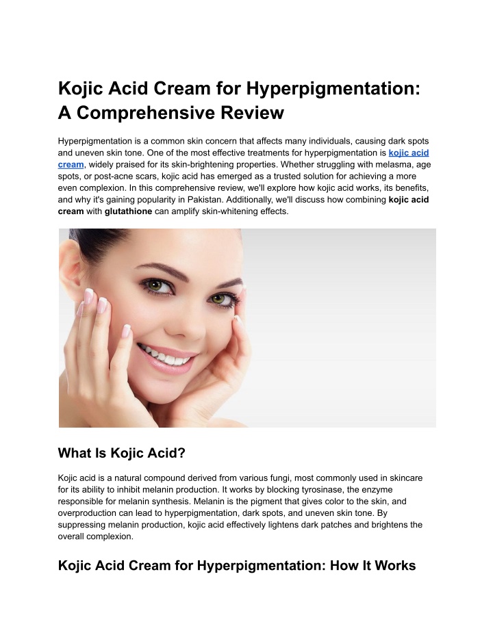 kojic acid cream for hyperpigmentation n.w