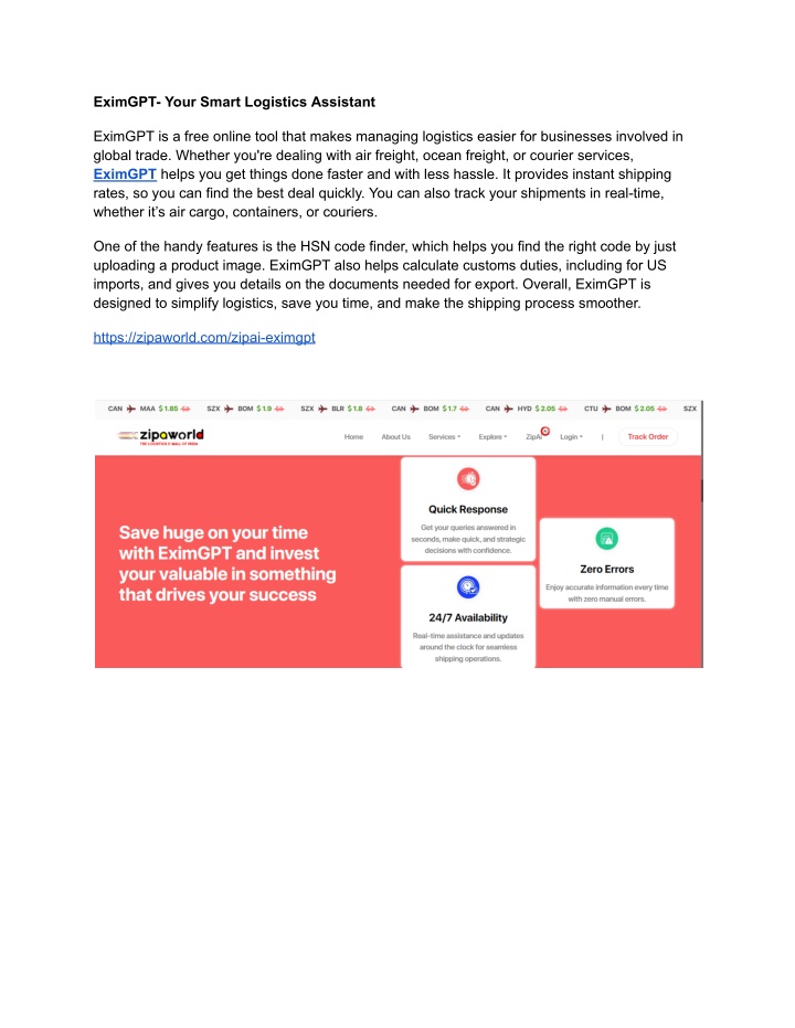 eximgpt your smart logistics assistant n.w