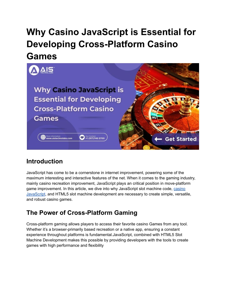 why casino javascript is essential for developing n.w