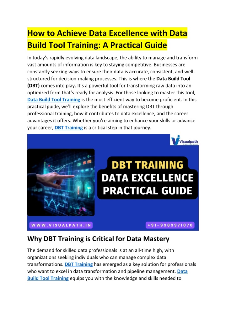 how to achieve data excellence with data build n.w