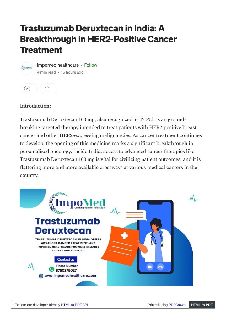 trastuzumab deruxtecan in india a breakthrough n.w
