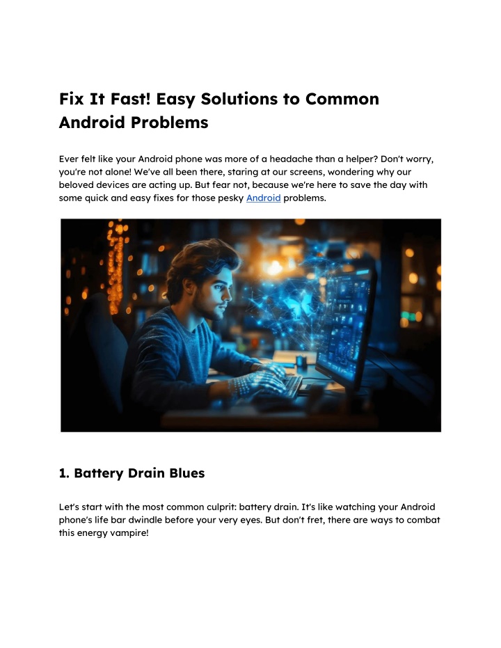fix it fast easy solutions to common android n.w