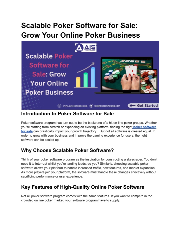 scalable poker software for sale grow your online n.w